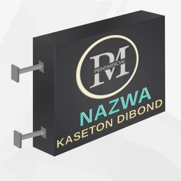 Kaseton dwustronny z dibondu w kolorze antracytowym z podświetleniem LED