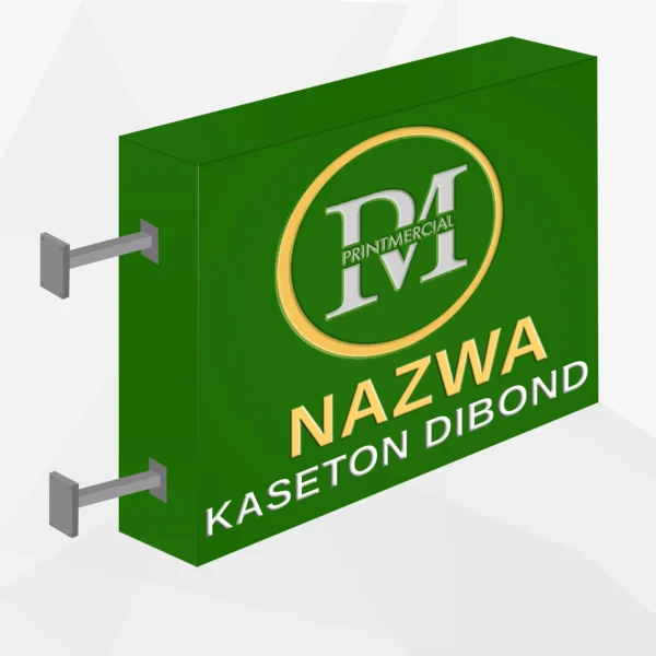 Zielony kaseton dwustronny z dibondu z podświetleniem LED