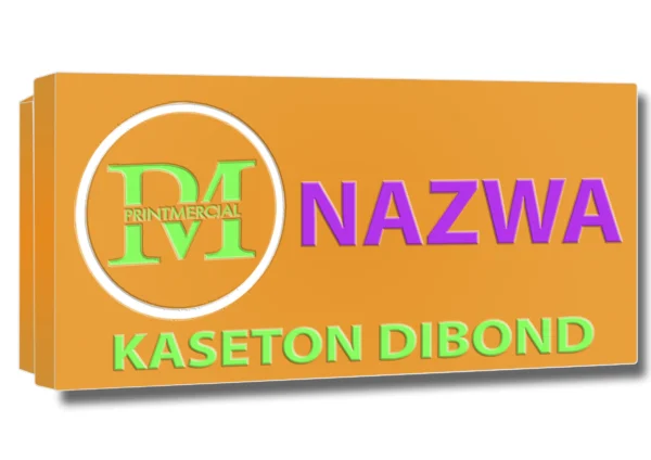 Pomarańczowy kaseton reklamowy SLIM, widoczny szyld LED na elewację