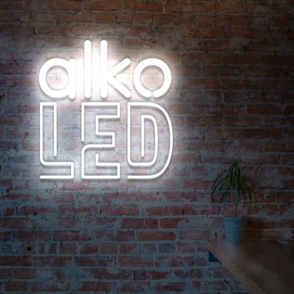 Biały neon LED napis alko LED elegancka dekoracja ścienna