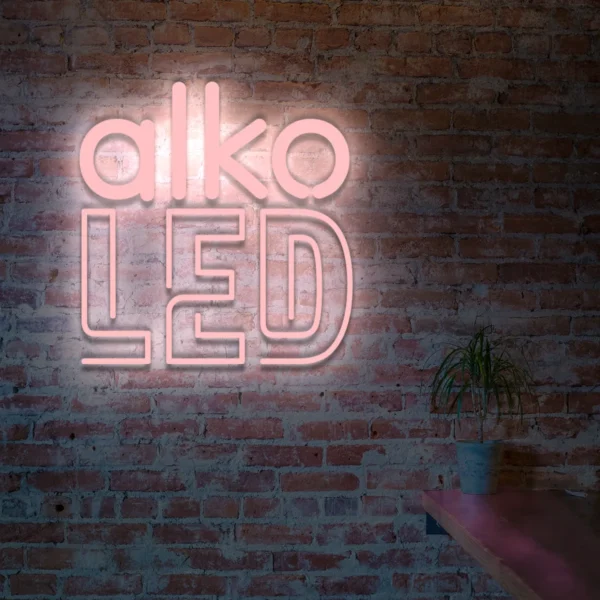 Jasnoróżowy neon LED napis alko LED delikatna dekoracja