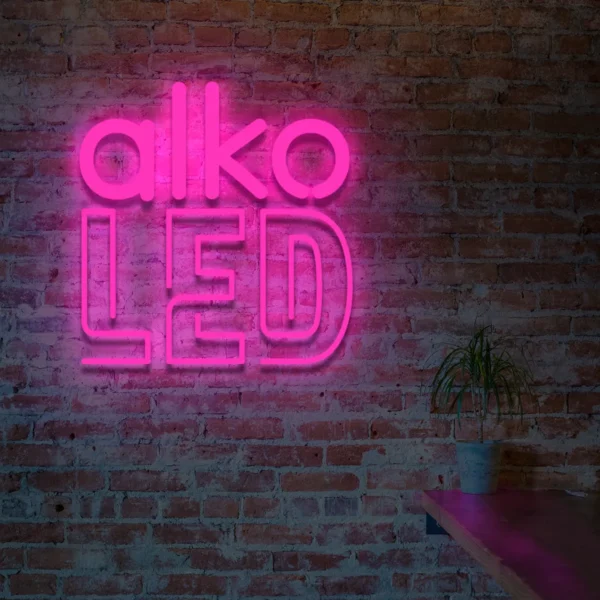 Różowy neon LED napis alko LED stylowa dekoracja lokalu