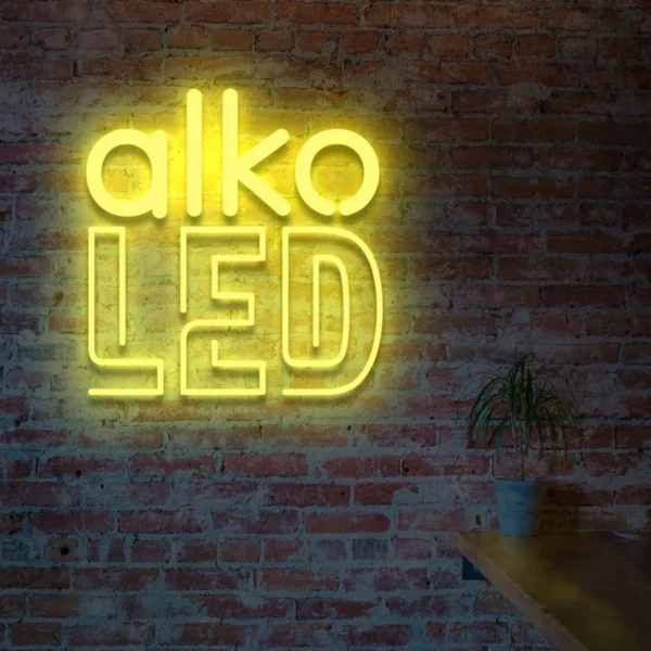 Żółty neon LED napis alko LED jasna dekoracja ściany