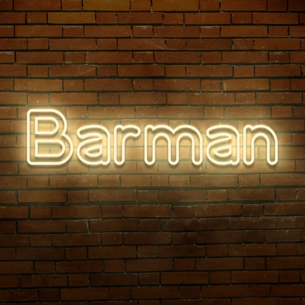Beżowy neon LED napis Barman dekoracja do baru