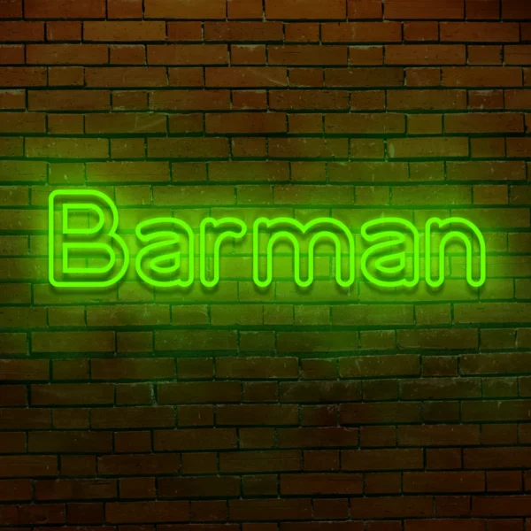 Zielony neon LED napis Barman świeża dekoracja ścienna