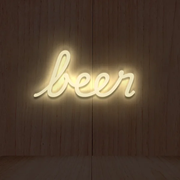 Beżowy neon LED napis beer dekoracja do baru