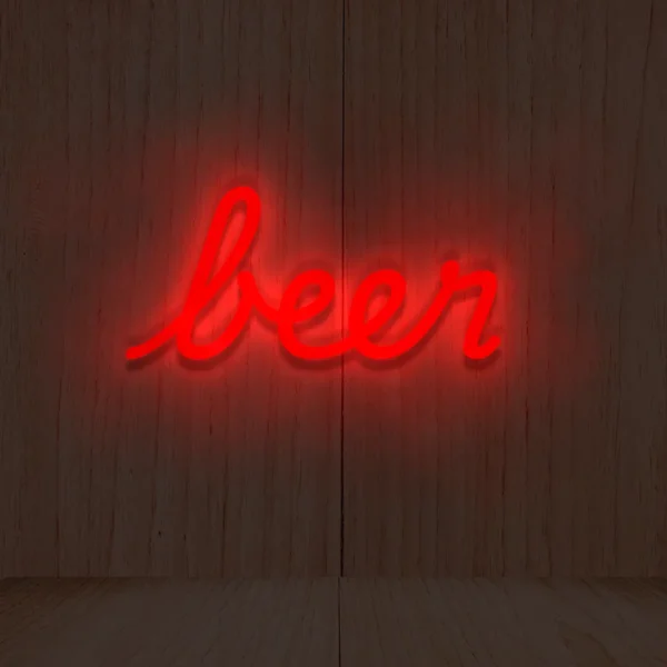 Czerwony neon LED napis beer wyrazista dekoracja lokalu