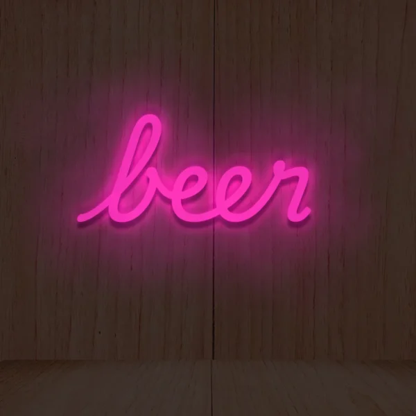 Różowy neon LED napis beer stylowa dekoracja lokalu