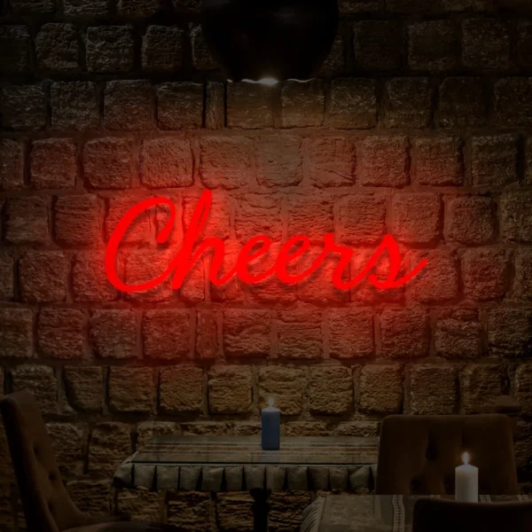 Czerwony neon LED napis Cheers wyrazista dekoracja lokalu