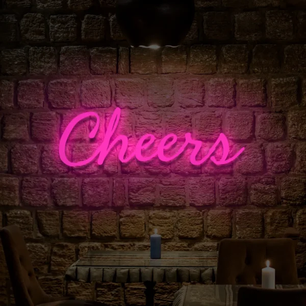 Różowy neon LED napis Cheers stylowa dekoracja lokalu