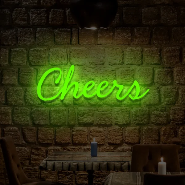 Zielony neon LED napis Cheers świeża dekoracja ścienna
