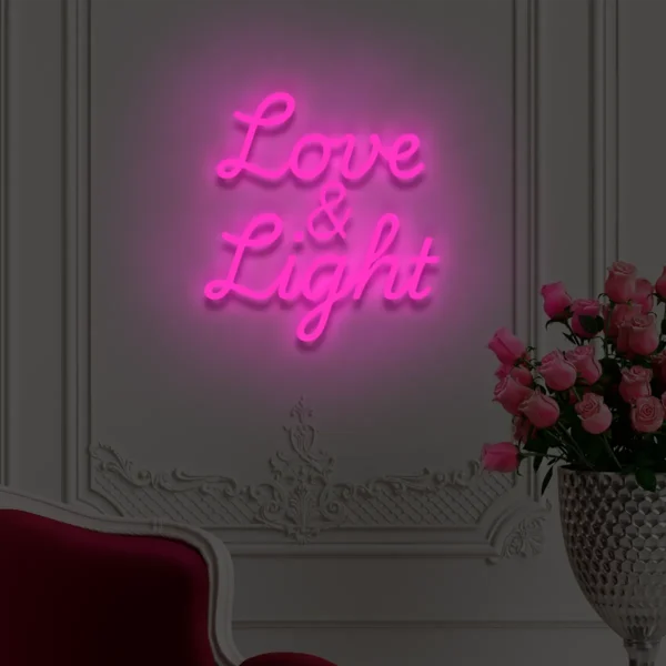 Różowy neon LED napis Love & Light romantyczna dekoracja świetlna