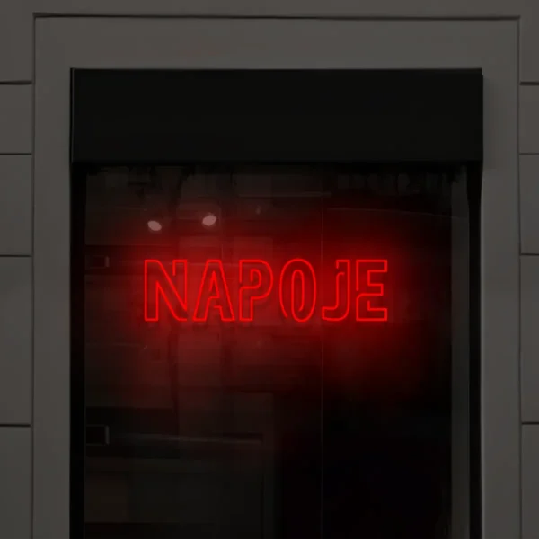 Czerwony neon LED napis Napoje do sklepu, baru, kawiarni