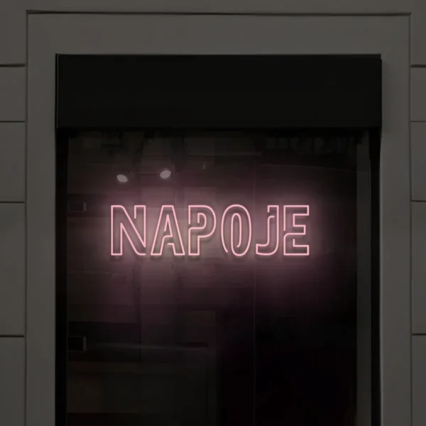 Jasnoróżowy neon LED napis Napoje do sklepu, baru, kawiarni