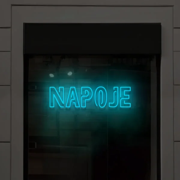 Niebieski neon LED napis Napoje do sklepu, baru, kawiarni