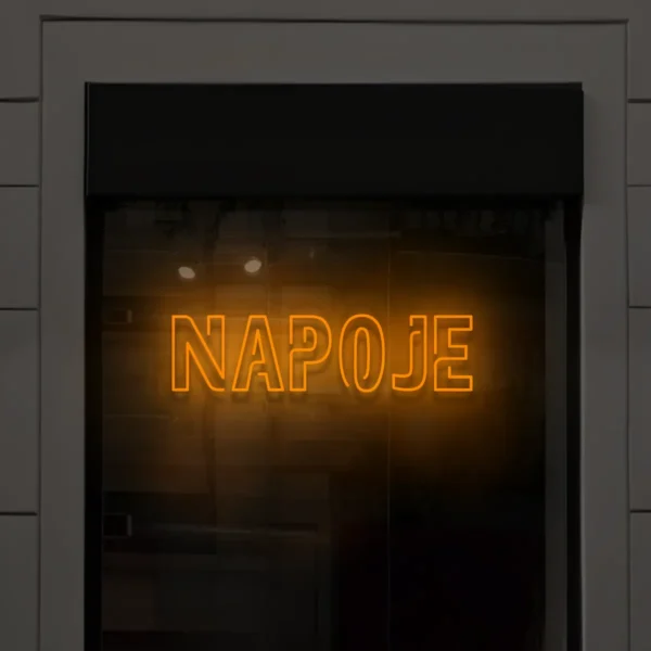 Pomarańczowy neon LED napis Napoje do sklepu, baru, kawiarni