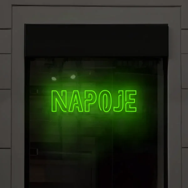 Zielony neon LED napis Napoje do sklepu, baru, kawiarni