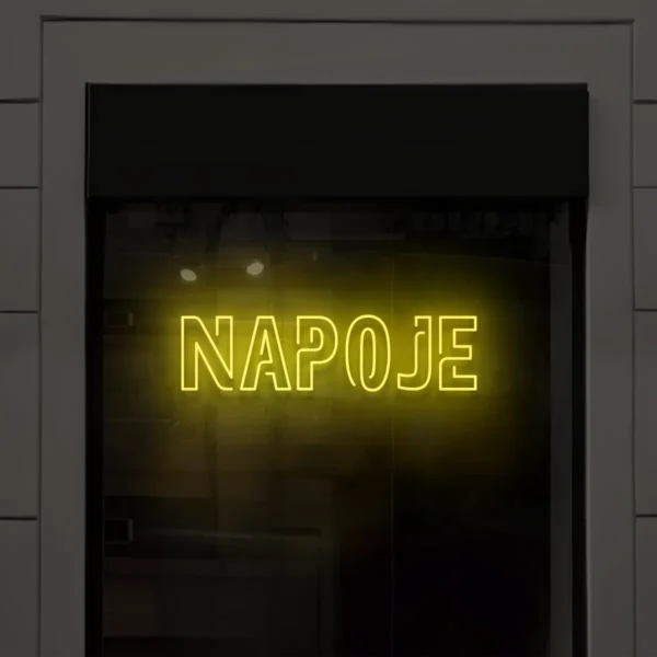Żółty neon LED napis Napoje do sklepu, baru, kawiarni