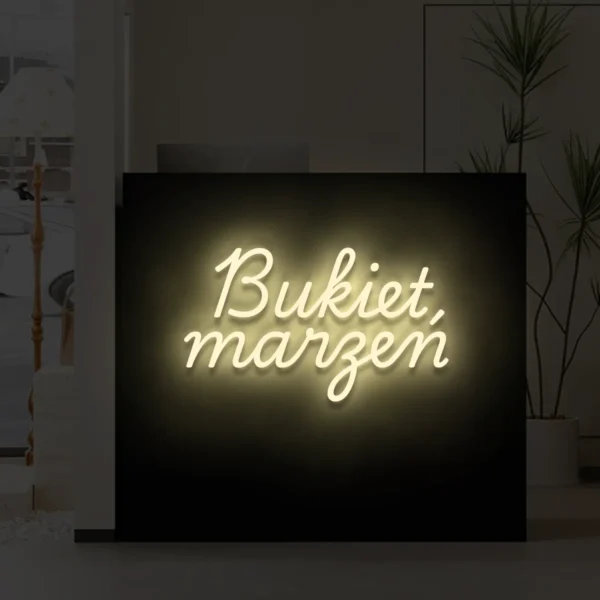 Neonowy napis Bukiet marzeń w kolorze beżowym dekoracja ścienna