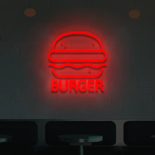 Czerwony neon Burger ozdoba do wnętrz