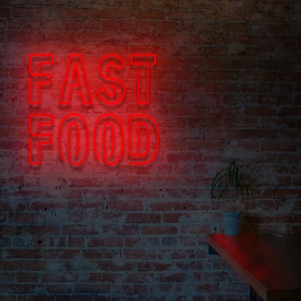 Czerwony neon LED Fast Food świecąca ozdoba lokalu