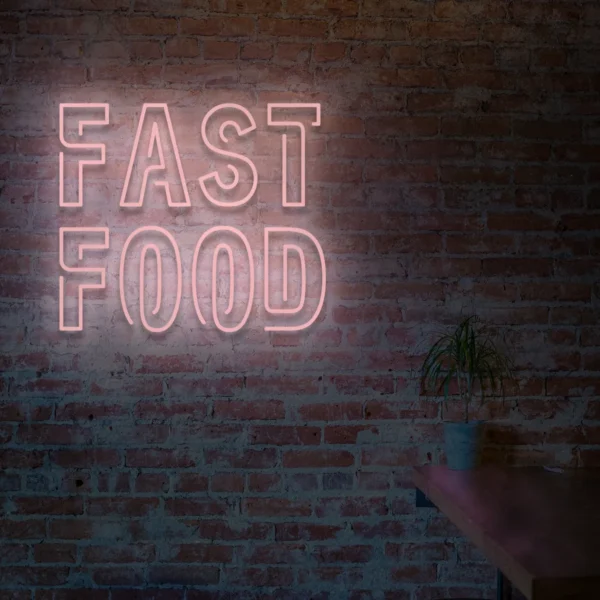 Jasnoróżowy neon Fast Food dekoracja ścienna LED