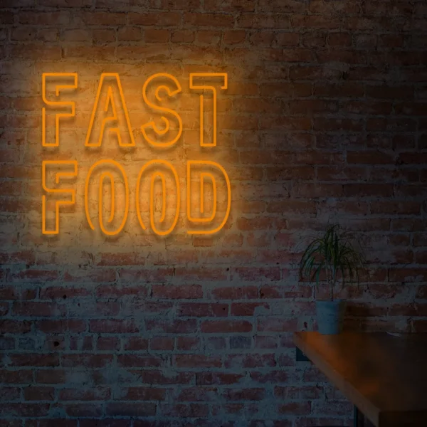 Pomarańczowy neon Fast Food ozdoba do restauracji