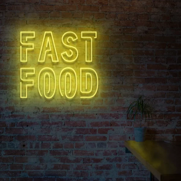 Żółty neon Fast Food ozdoba świetlna do lokalu