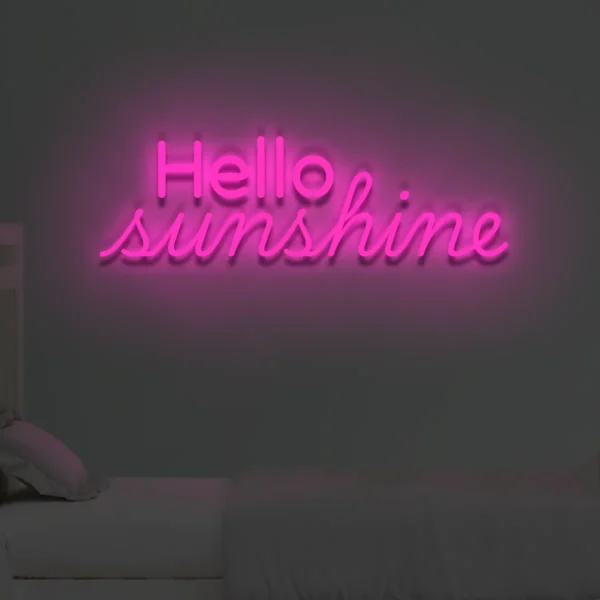 Różowy neon LED napis Hello sunshine słodka dekoracja pokoju