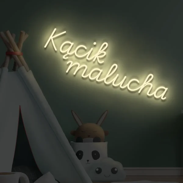 Beżowy neon LED napis Kącik malucha dekoracja pokoju dziecięcego