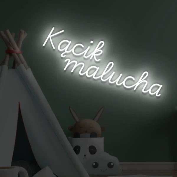 Biały neon LED napis Kącik malucha elegancka ozdoba pokoju dziecka