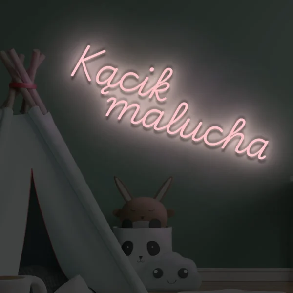 Jasnoróżowy neon LED napis Kącik malucha delikatna ozdoba dziecięca
