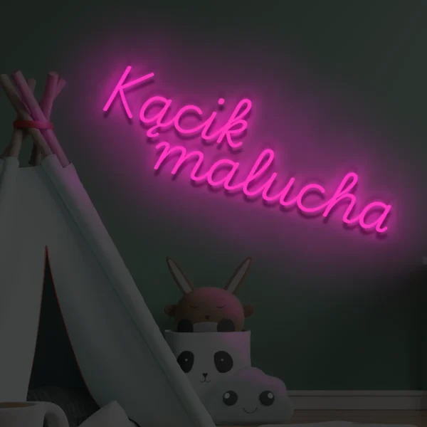 Różowy neon LED napis Kącik malucha urocza dekoracja do pokoju dziecka