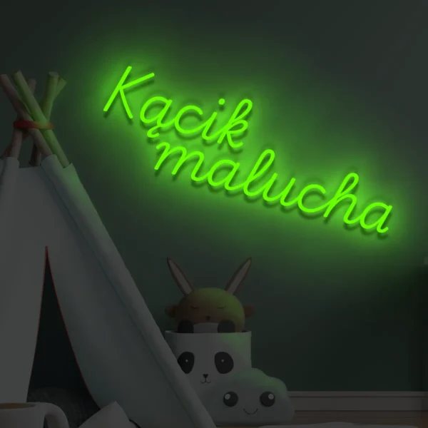 Zielony neon LED napis Kącik malucha wyjątkowa ozdoba pokoju dziecięcego