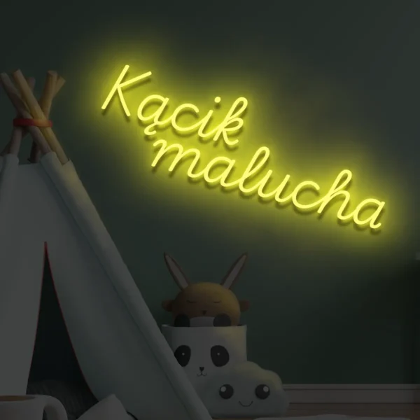 Żółty neon LED napis Kącik malucha jasna dekoracja pokoju dziecięcego