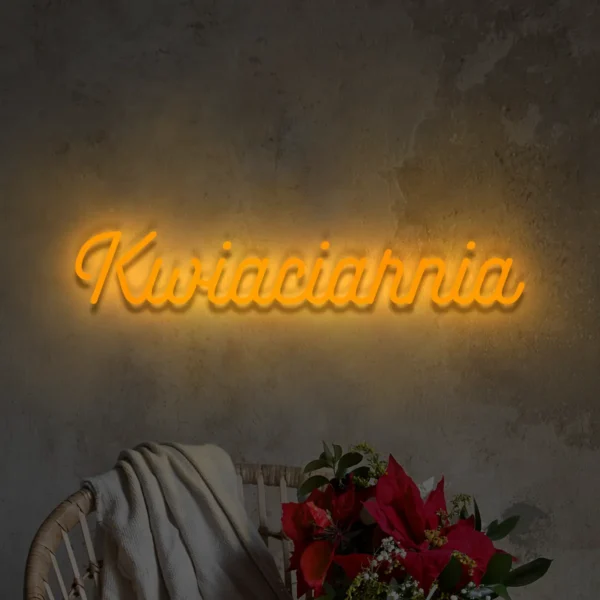 Pomarańczowy neon Kwiaciarnia ozdoba świetlna na ścianę