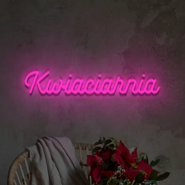 Różowy neon LED z napisem Kwiaciarnia dekoracja wnętrza