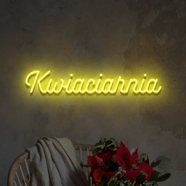 Żółty neon Kwiaciarnia ozdoba do nowoczesnych wnętrz