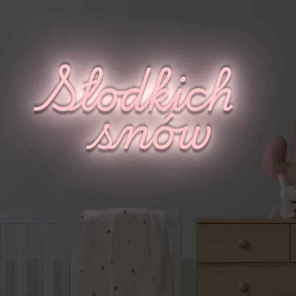 Jasnoróżowy neon LED Słodkich snów subtelna dekoracja pokoju dziecka