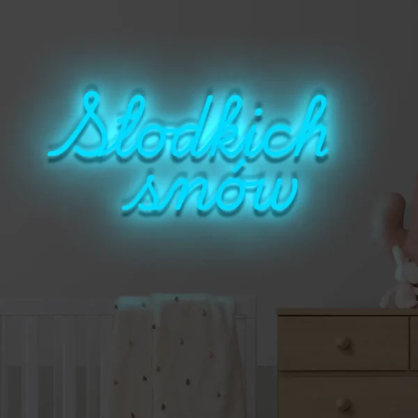 Niebieski neon LED Słodkich snów chłodna dekoracja świetlna do pokoju