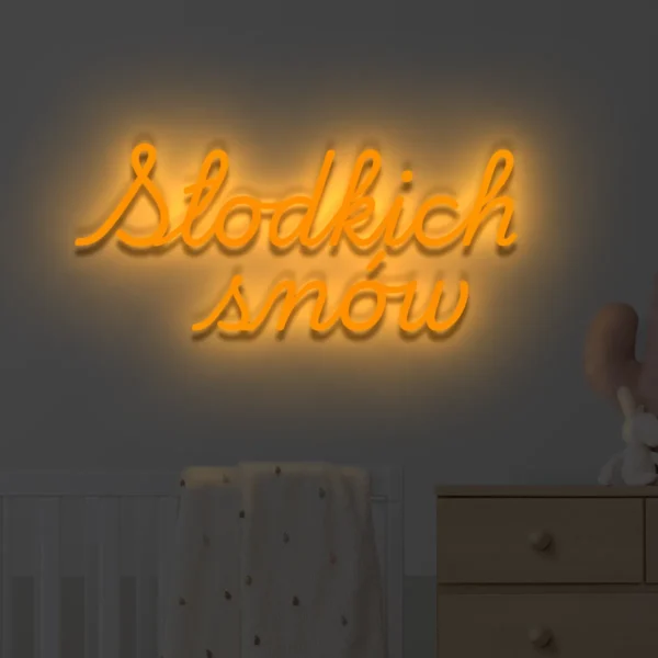 Pomarańczowy neon LED Słodkich snów ciepła ozdoba ścienna dla dzieci