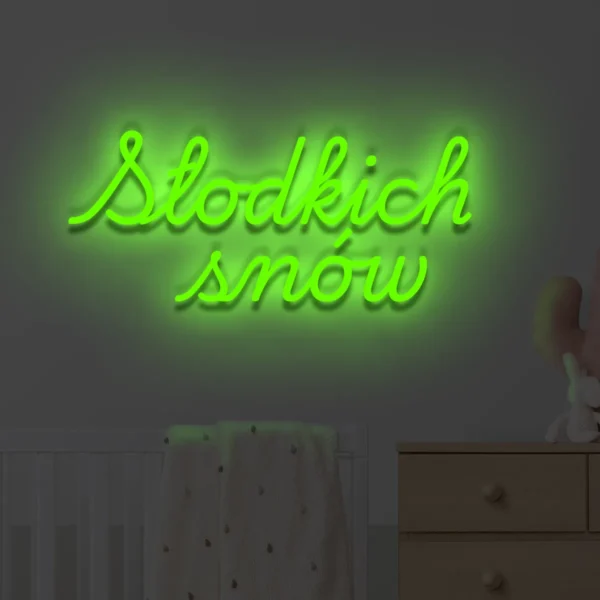 Zielony neon LED Słodkich snów stylowa dekoracja świetlna do sypialni
