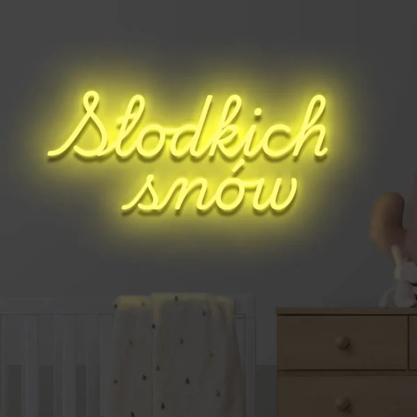 Żółty neon LED Słodkich snów jasna ozdoba ścienna do pokoju dziecka