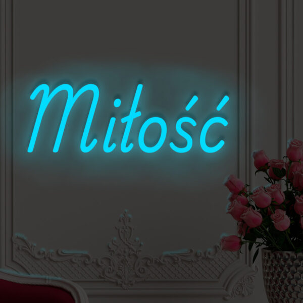 Niebieski neon LED napis Miłość stylowa ozdoba ścienna do mieszkania