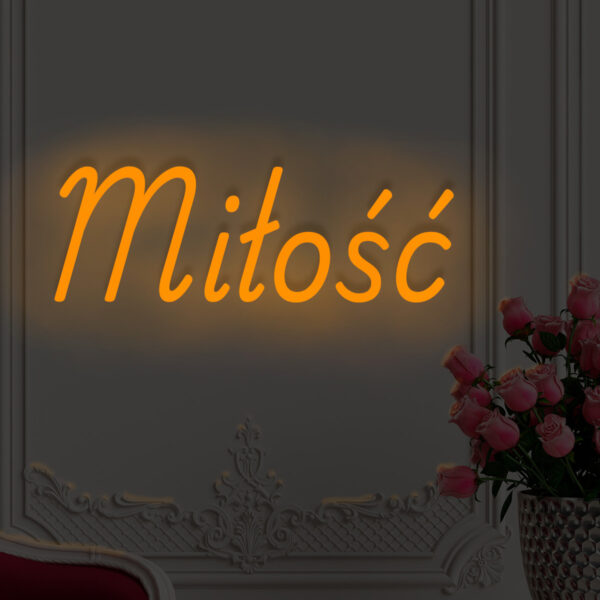 Pomarańczowy neon LED napis Miłość ciepła dekoracja ścienna do wnętrz