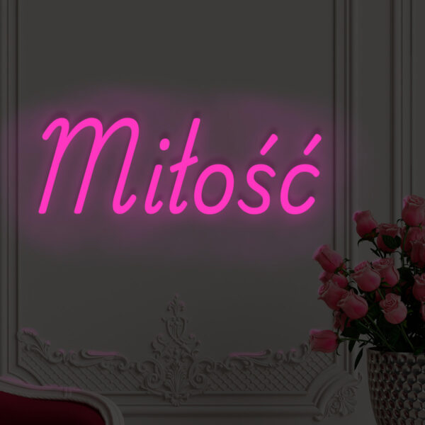 Różowy neon LED napis Miłość efektowna ozdoba ścienna do sypialni