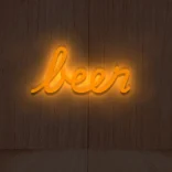 Pomarańczowy neon LED napis beer ciepła dekoracja do baru