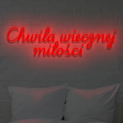Czerwony neon LED „Chwila wiecznej miłości” – napis na ślub i wesele