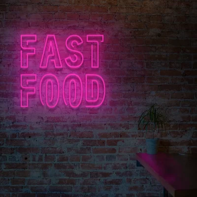 Różowy neon LED Fast Food dekoracja do wnętrza