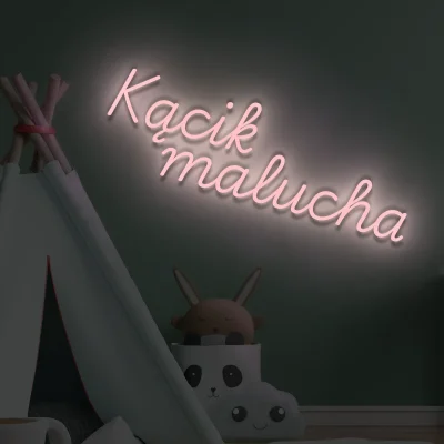 Jasnoróżowy neon LED napis Kącik malucha delikatna ozdoba dziecięca